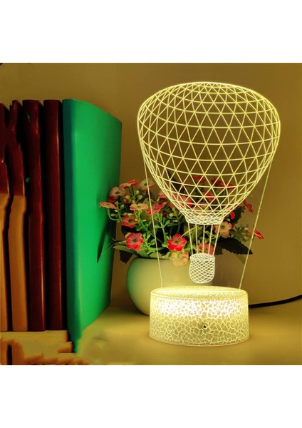 3D Sıcak Hava Balonu Gece Lambası LED Dokunmatik Anahtar Dekor Masa Masası Optik Illüzyon Lambaları 7 Renk Değiştiren Işıklar LED Masa Lambası Noel Ev Aşk Doğum Günü Çocuk Çocuk De (Yurt Dışından)