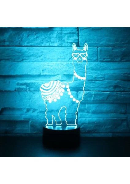 Gece Lambası Çocuklar Gece Lambası Yatak Odası Işığı Renkli Gece Lambası 3D Işık Alpaka Şekli En Iyi Hediye Akrilik Masa Gece Lambası Mobilya Dekorasyonu Illusion Renkli 7 Renk Değ (Yurt Dışından)