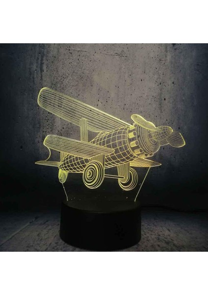 Çocuklar Için Uçak Lambası 3D Gece Lambası, 16 Renk Değişimli ve Uzaktan Kumandalı 3D Illüzyon Lambası, Erkekler ve Kızlar Için Doğum Günü Hediyesi (Yurt Dışından)