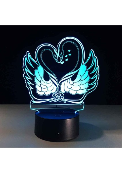 Çocuklar Gece Lambası Kuğu 3D Optik LED Illusion Lambası USB Uzaktan Kumanda ile 16 Renk Değiştirme Doğum Günü Xmas Yeni Yıl Hediye Fikri Erkek Kız Çocuklar Için (Yurt Dışından)