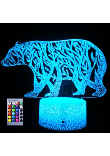 3D Kutup Ayısı Işık Masa Danışma Optik Illüzyon Lambaları 16 Renk Değiştirme Işıkları LED Masa Lambası Noel Ev Aşk Doğum Günü Çocuk Çocuk Dekor Oyuncak Hediye (Yurt Dışından)