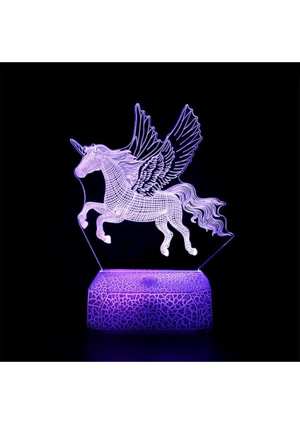 Tek Boynuzlu At Hediye, 3D Illüzyon Tek Boynuzlu At Gece Lambası, Yedi Renkli Kısılabilir LED Başucu Lambası, Dokunmatik Gece Lambası Çocuklar Için Tek Boynuzlu Doğum Günü Noel Oyu (Yurt Dışından)