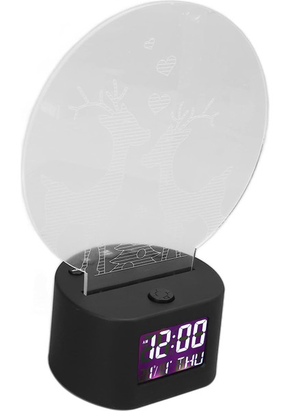 LED Gece Lambası, 3D Geyik Tasarımı 9 Zil Sesi Renkli Karartma Fonksiyonu Beyaz Arka Işık LED Gece Lambası Saat Ev Için Yatak Odası Için Erteleme Fonksiyonu (Yurt Dışından)