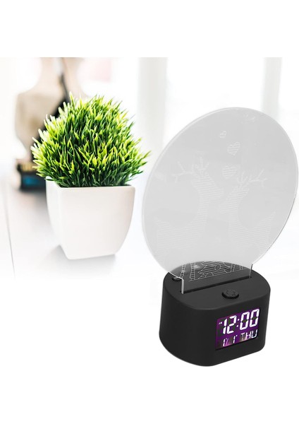 LED Gece Lambası, 3D Geyik Tasarımı 9 Zil Sesi Renkli Karartma Fonksiyonu Beyaz Arka Işık LED Gece Lambası Saat Ev Için Yatak Odası Için Erteleme Fonksiyonu (Yurt Dışından) fiyatları