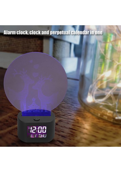 LED Gece Lambası, 3D Geyik Tasarımı 9 Zil Sesi Renkli Karartma Fonksiyonu Beyaz Arka Işık LED Gece Lambası Saat Ev Için Yatak Odası Için Erteleme Fonksiyonu (Yurt Dışından) fırsatları