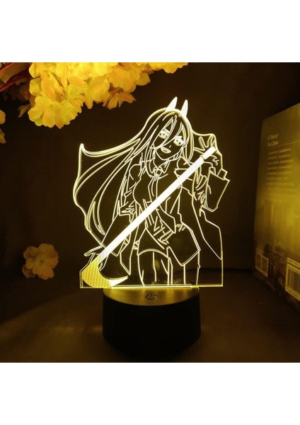 Testere Adam Anime 3D Erkek Için Gece Lambası 16 Renk Kız Odası Dekoru Illusion LED Lamba USB Manga Pochita Şekil Uygun Çocuk Hayranları Noel Hediyeleri (Siyah Lamba) (Yurt Dışından)