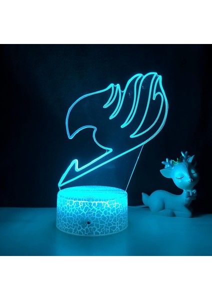 Peri Kuyruk 3D Gece Işıkları Görsel Yanılsama LED Değişen Yenilik Işık Lambası Peri Kuyruk Sembolü Yaratıcı LED Masa Lambası (Yurt Dışından)