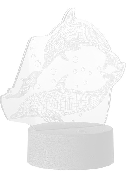 Renk Değiştiren Gece Işıkları Yunuslar Şekil Dokunaklı Gece Lambası Dokunmatik Başucu Lambası 3D Efektli Görsel Işık Masa Lambası Gece Okuma Işığı Karışık Renkli Yunus Gece Lambası (Yurt Dışından)