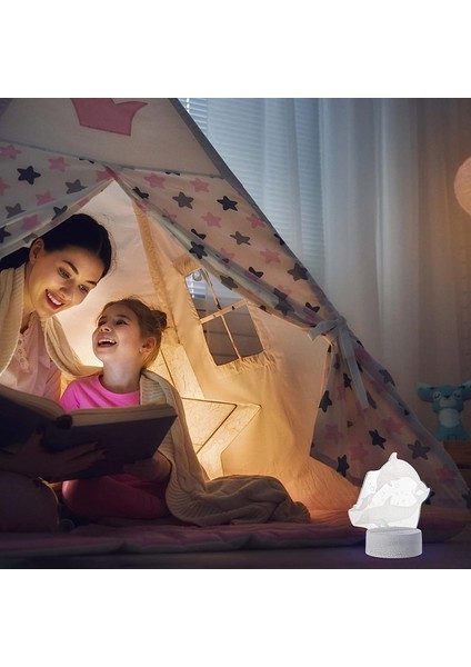 Renk Değiştiren Gece Işıkları Yunuslar Şekil Dokunaklı Gece Lambası Dokunmatik Başucu Lambası 3D Efektli Görsel Işık Masa Lambası Gece Okuma Işığı Karışık Renkli Yunus Gece Lambası (Yurt Dışından) fırsatları