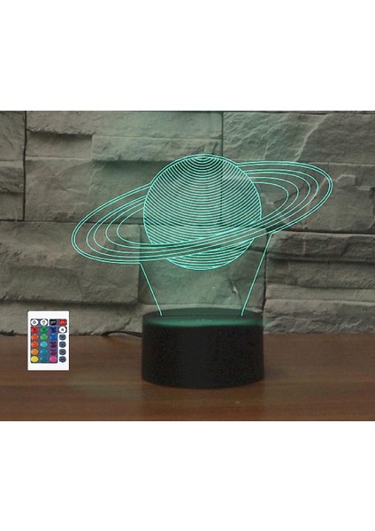 3D Saturn Uzaktan Kumanda 16 Renk Gece Işıkları Illusion Akrilik LED Masa Abajur Çocuk Yatak Odası Masa Dekor Doğum Günü Hediyeleri Çocuklar Için Oyuncak (Yurt Dışından)