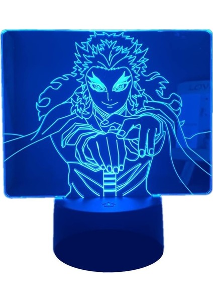Anime Kyoujurou Rengoku Şekil Lamba Serin 3D LED Illusion Akrilik Gece Lambası Çocuk Ev Odası Dekor Için Erkek ve Kız Doğum Günü Noel Hediyesi (Yurt Dışından)