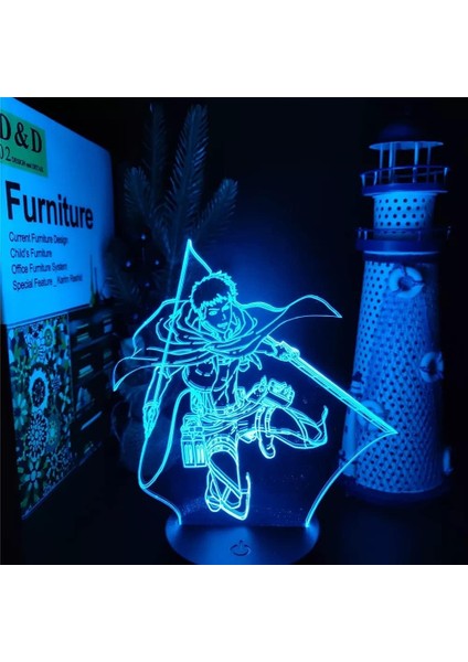 Anime 3D Lamba Jean Kırschteın Titan'a Saldırı 3D Gece Lambası LED Yatak Odası Aydınlatıcı Lampara Renkli Anime Manga Görsel Lamba Aydınlatma 7 Renkli Dokunmatik Pxjd (Yurt Dışından)