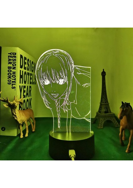 3D LED Gece Lambası Anime Testere Adam Makima Için Yatak Odası Dekoru Çocuklar Için Doğum Günü Hediyesi Manga Testere Adam LED Lamba Başucu (Yurt Dışından)