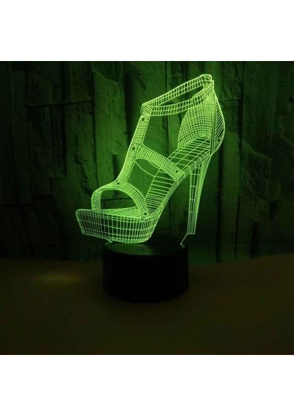 3D Optik Illüzyon Lambası LED Gece Lambası Yüksek Topuk Başucu Lambası Çocuklar Uyku Için Lamba 16 Renk Değiştirme Mood Lambası, Doğum Günü Için Gece Lambası Yeni Yıl Tatil Dekoru (Yurt Dışından)