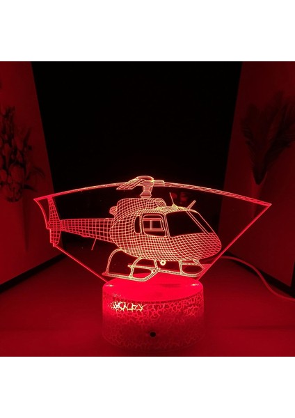 Hava Uçak Modeli 3D Gece Lambası Ev Yatak Odası Masa Dekorasyonu Çocuk Hediyesi Için Helikopter USB Şarj, B-16 Renkli Uzaktan Kumandalı (Yurt Dışından) modelleri