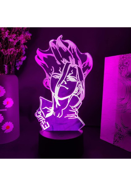 Anime Dr Taş Şekil Masa 3D Lamba Çocuklar Için Çocuk Yatak Odası Dekoru Gece Lambası Manga Hediye Onun Için Akrilik LED Gece Lambası Lambası (Yurt Dışından)
