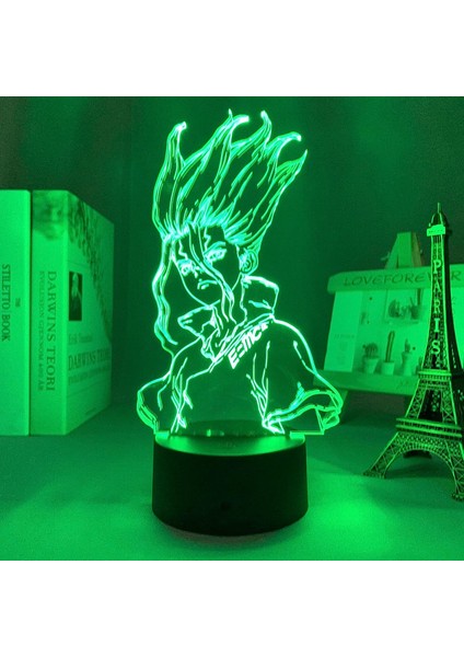 LED Işık Anime Dr Taş Çocuklar Için Yatak Odası Dekorasyon Gece Lambası Çocuk Doğum Günü Hediyesi Odası Dekor 3D Lamba Manga Dr Taş (Yurt Dışından)