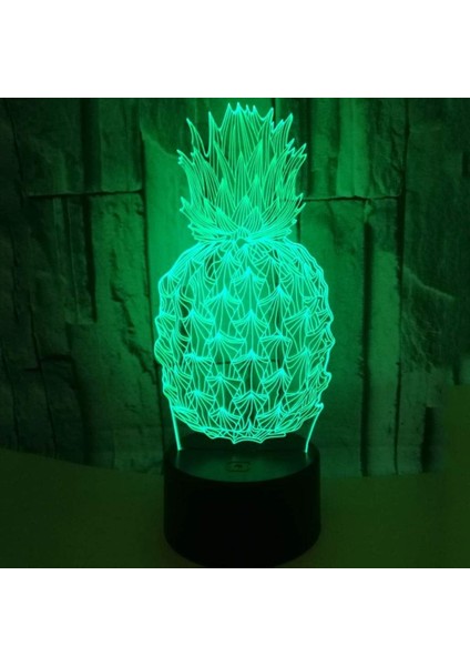 Bebek Gece Lambası 3D Ananas Gece Lambası Noel Günü Işığı LED Masaüstü Gece Lambası Yatak Odası Başucu Bebek Yatak Odası Lambası (Yurt Dışından)