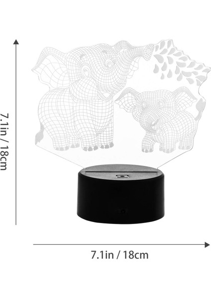 3D Gece Lambası 7 Renk Değiştiren 3D Fil Illüzyon Lambası, Dokunmatik ve Çocuklar Için Doğum Günü Hediyesi Başucu Dekoru (Yurt Dışından) fiyatları