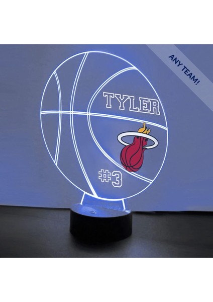 Miami Basketbol Isı Sporları Gece Işığı Masa Masa Lambası Spor Kask LED El Yapımı Uzaktan Kumanda ile Kişiselleştirilmiş Büyük Hediye (Yurt Dışından)