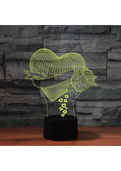 3D Aşk Gül Sevgililer Günü Uzaktan Kumanda 16 Renk Gece Işıkları Illusion Akrilik LED Doğum Günü Hediyeleri (Yurt Dışından)
