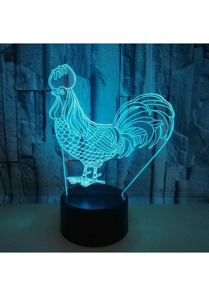 3D Illusion Gece Lambası, Noel Hayvan Tavuk 16 Renk Değişimi Dokunmatik LED Masa Masa Lambası USB Dekoratif Uzaktan Erkek Kız Yatak Odası Dekorasyon Doğum Günü Hediyeleri Için (Yurt Dışından)
