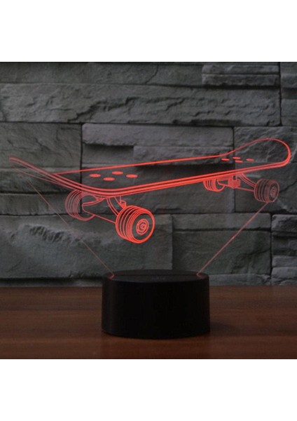 3D Vizyon USB 7 Renk Değiştirme Gece Lambası Masa Masa 3D LED Illusion Kaykay Lambası (Yurt Dışından)