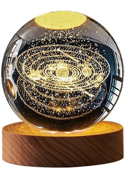 LED Lamba Tabanlı 3D Kristal Top, Çocuk Gece Lambası 3D Temizle Aydınlık Kristal Top Süs Ev Dekorasyonu Için USB Şarj Edilebilir Erkekler Kızlar Için Hediye Bilim Astronomi Aşıklar (Yurt Dışından)