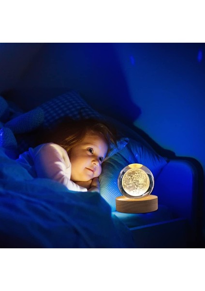 LED Lamba Tabanlı 3D Kristal Top, Çocuk Gece Lambası 3D Temizle Aydınlık Kristal Top Süs Ev Dekorasyonu Için USB Şarj Edilebilir Erkekler Kızlar Için Hediye Bilim Astronomi Aşıklar (Yurt Dışından)