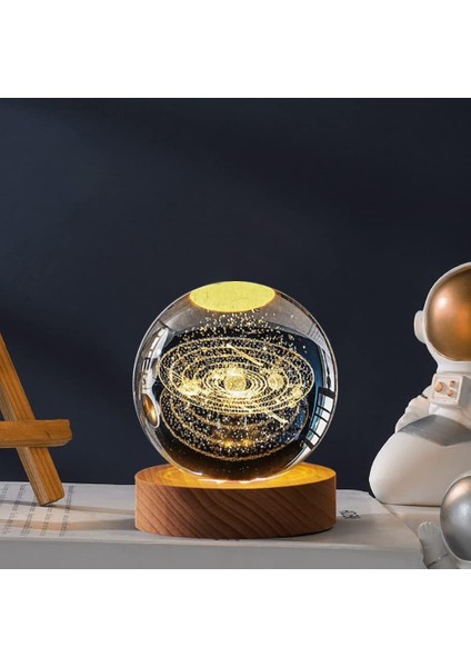 LED Lamba Tabanlı 3D Kristal Top, Çocuk Gece Lambası 3D Temizle Aydınlık Kristal Top Süs Ev Dekorasyonu Için USB Şarj Edilebilir Erkekler Kızlar Için Hediye Bilim Astronomi Aşıklar (Yurt Dışından)