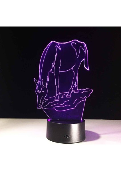 3D LED Gece Lambası Nehir Kenarında Hayvan Atı Dokunmatik Anahtarlı Uzaktan Kumandalı 16 Renk Değişimi Çocuk Lambası Masa Lambası Erkek Yatak Odası Dekoru Için Ev Tatil Çocuk Oyunc (Yurt Dışından)