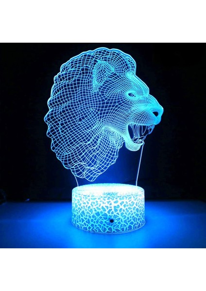 3D Aslan Gece Lambası Masa Danışma Optik Illusion Lambaları 7 Renk Değiştirme Işıkları LED Masa Lambası Noel Ev Aşk Doğum Günü Çocuk Çocuk Dekor Oyuncak Hediye (Yurt Dışından)
