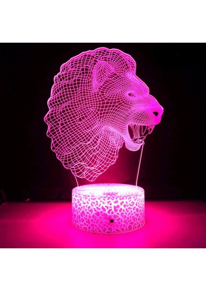 3D Aslan Gece Lambası Masa Danışma Optik Illusion Lambaları 7 Renk Değiştirme Işıkları LED Masa Lambası Noel Ev Aşk Doğum Günü Çocuk Çocuk Dekor Oyuncak Hediye (Yurt Dışından)