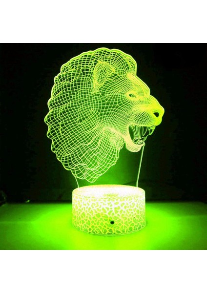 3D Aslan Gece Lambası Masa Danışma Optik Illusion Lambaları 7 Renk Değiştirme Işıkları LED Masa Lambası Noel Ev Aşk Doğum Günü Çocuk Çocuk Dekor Oyuncak Hediye (Yurt Dışından)