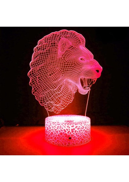 3D Aslan Gece Lambası Masa Danışma Optik Illusion Lambaları 7 Renk Değiştirme Işıkları LED Masa Lambası Noel Ev Aşk Doğum Günü Çocuk Çocuk Dekor Oyuncak Hediye (Yurt Dışından)