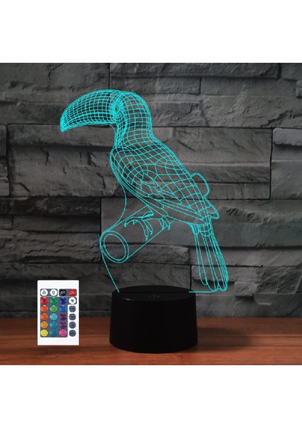 3D Karikatür Ağaçkakan Uzaktan Kumanda 16 Renk Gece Işıkları Illusion Akrilik LED Masa Abajur Çocuk Yatak Odası Masa Dekor Çocuklar Için Doğum Günü Hediyeleri Oyuncak (Yurt Dışından)