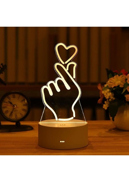Sevgililer Günü Için 3D Yaratıcı Işık, LED USB Ekran Işık Lambası Akrilik Gece Lambası Kadınlar Için LED Lamba Hediye, Anne, Sevgililer Günü, Yıldönümü (Yurt Dışından)