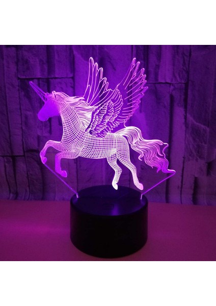 Çocuklar Için Unicorn 3D Gece Işığı, Illüzyon Lambası Dokunmatik Masa Masası LED Lamba USB Kablosu ile 7 Renk Değiştirme, Erkekler ve Kızlar Için Tatil Doğum Günü Yılbaşı Hediyeler (Yurt Dışından)