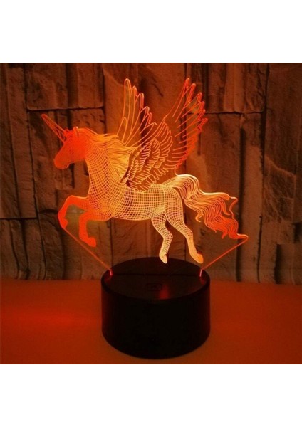 Çocuklar Için Unicorn 3D Gece Işığı, Illüzyon Lambası Dokunmatik Masa Masası LED Lamba USB Kablosu ile 7 Renk Değiştirme, Erkekler ve Kızlar Için Tatil Doğum Günü Yılbaşı Hediyeler (Yurt Dışından)