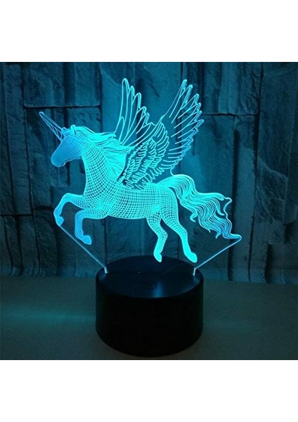 Çocuklar Için Unicorn 3D Gece Işığı, Illüzyon Lambası Dokunmatik Masa Masası LED Lamba USB Kablosu ile 7 Renk Değiştirme, Erkekler ve Kızlar Için Tatil Doğum Günü Yılbaşı Hediyeler (Yurt Dışından)
