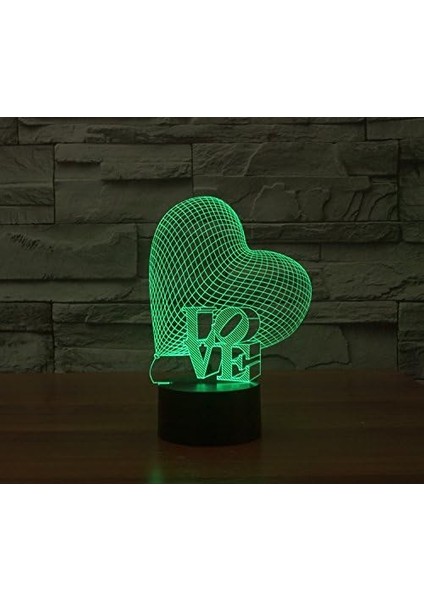 3D Aşk Kalp Sevgililer Günü Uzaktan Kumanda 16 Renk Gece Işıkları Illusion Akrilik LED Doğum Günü Hediyeleri (Yurt Dışından)
