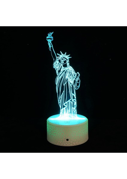 Özgürlük Heykeli 3D Gece Lambası LED Illusion Lamba Masa Başucu Lambası Çocuklar Için Doğum Günü Hediyeleri Erkek Kız (Yurt Dışından)