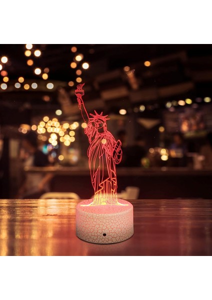 Özgürlük Heykeli 3D Gece Lambası LED Illusion Lamba Masa Başucu Lambası Çocuklar Için Doğum Günü Hediyeleri Erkek Kız (Yurt Dışından) modelleri