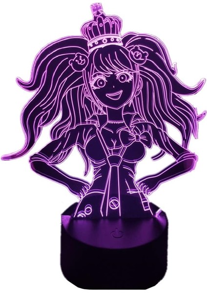 Çocuklar Için 3D Gece Işıkları Junko Enoshima Şekil Anime LED Illusion Lamba Kız Yatak Odası Dekor Uzaktan Kumanda ile 16 Renk Değişiklikleri Masa Lambası Çocuk Güzel Doğum Günü He (Yurt Dışından)