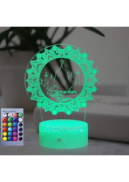 3D Müslüman Allah Gece Lambası LED Lamba Illusion 16 Renk Değiştiren Masa Masa Dekorasyon Lambaları Doğum Günü Hediyesi Akrilik Taban USB Kablosu Oyuncak (Yurt Dışından)