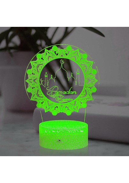 3D Müslüman Allah Gece Lambası LED Lamba Illusion 16 Renk Değiştiren Masa Masa Dekorasyon Lambaları Doğum Günü Hediyesi Akrilik Taban USB Kablosu Oyuncak (Yurt Dışından)