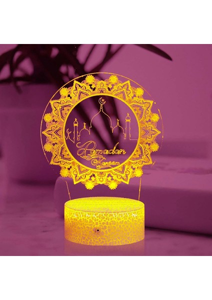 3D Müslüman Allah Gece Lambası LED Lamba Illusion 16 Renk Değiştiren Masa Masa Dekorasyon Lambaları Doğum Günü Hediyesi Akrilik Taban USB Kablosu Oyuncak (Yurt Dışından)
