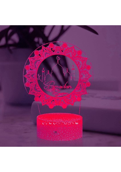 3D Müslüman Allah Gece Lambası LED Lamba Illusion 16 Renk Değiştiren Masa Masa Dekorasyon Lambaları Doğum Günü Hediyesi Akrilik Taban USB Kablosu Oyuncak (Yurt Dışından)
