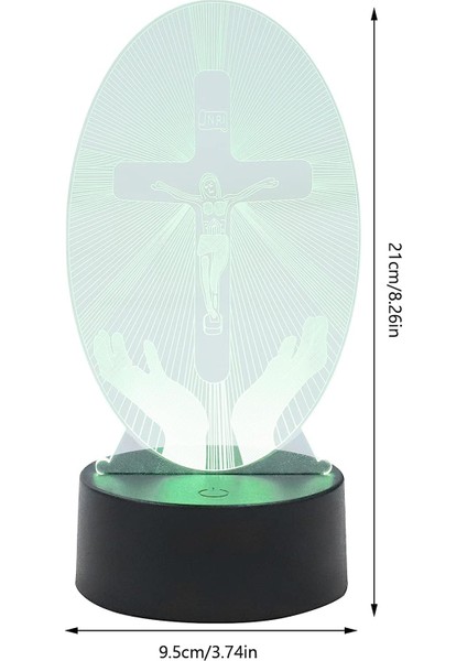 Isa Dekor Akrilik Isa Haç Gece Lambası Isa Haç 3D LED Mesih Optik Illüzyon Işık USB Powered Yatak Odası Noel Masa Lambası Dini Kadın Erkek Anma Günü Yenilik Lambası (Yurt Dışından)