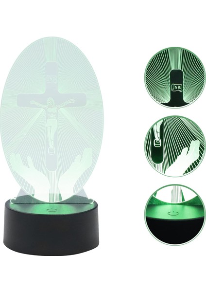 Isa Dekor Akrilik Isa Haç Gece Lambası Isa Haç 3D LED Mesih Optik Illüzyon Işık USB Powered Yatak Odası Noel Masa Lambası Dini Kadın Erkek Anma Günü Yenilik Lambası (Yurt Dışından)